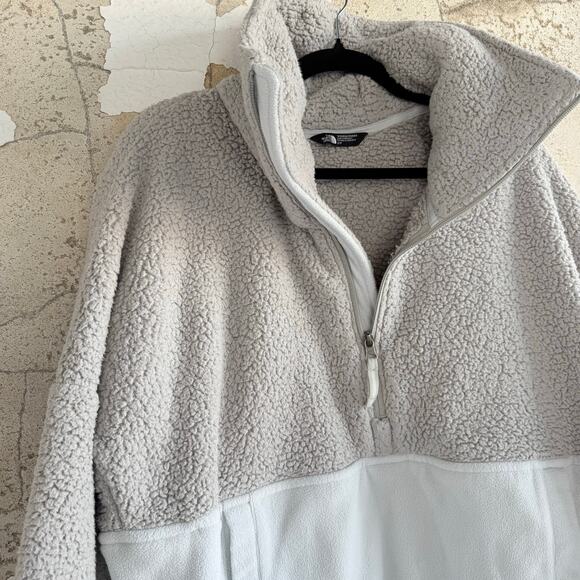 The North Face Sweater Sherpa Pullover Two Tone Fleece Quarter Zip Women S Cozy - Picture 7 of 8